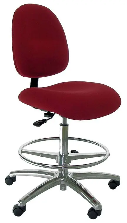 Industrial Seating Series 20W Bench Height Chair with Wide Waterfall Seat & Polished Aluminum Base, Fabric