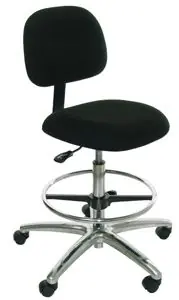 Industrial Seating A60-F Bench Height Chair with Polished Aluminum Base, Fabric