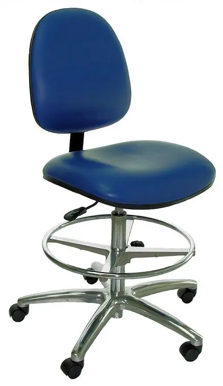 Industrial Seating Series 10 Bench Height Chair with Polished Aluminum Base, Vinyl