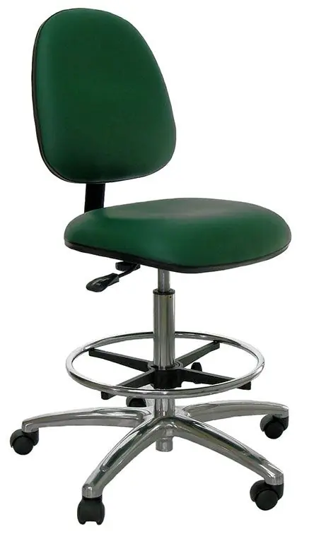 Industrial Seating Series 20S Bench Height Chair with Small Waterfall Seat & Polished Aluminum Base, Vinyl