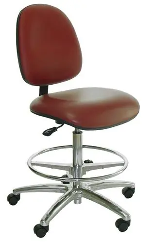 Industrial Seating Series 20M Bench Height Chair with Medium Waterfall Seat & Polished Aluminum Base, Vinyl