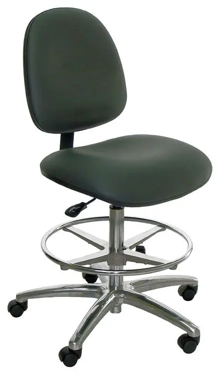 Industrial Seating Series 20W Bench Height Chair with Wide Waterfall Seat & Polished Aluminum Base, Vinyl