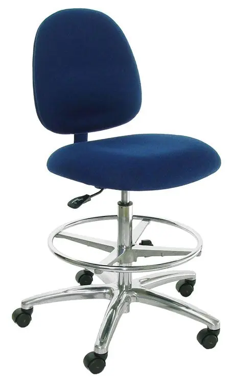 Industrial Seating Series 10 Bench Height ESD Chair with Polished Aluminum Base, Conductive Fabric