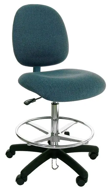 Industrial Seating Series 20M Bench Height ESD Chair with Medium Waterfall Seat & Black Nylon Base, Conductive Fabric