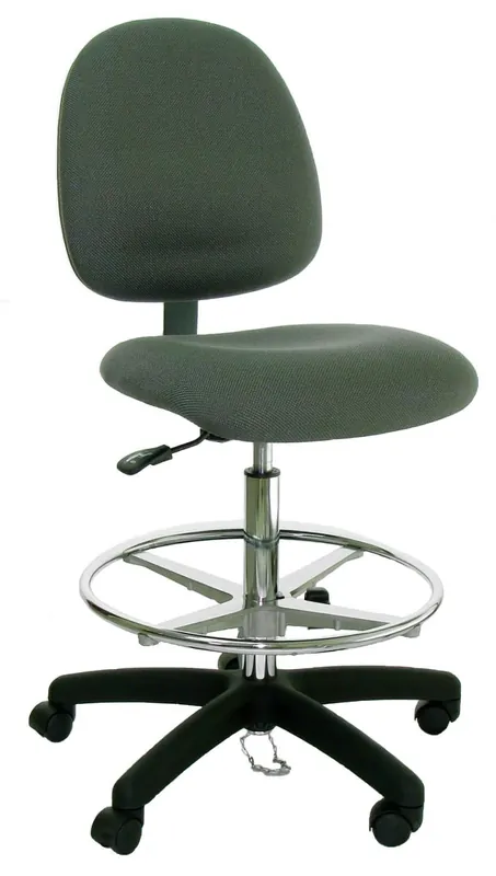 Industrial Seating Series 20S Bench Height ESD Chair with Small Waterfall Seat & Black Nylon Base, Conductive Fabric
