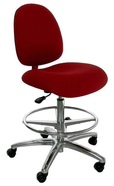 Industrial Seating Series 20W Bench Height ESD Chair with Wide Waterfall Seat & Polished Aluminum Base, Conductive Fabric