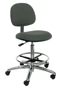 Industrial Seating A45-FC Bench Height ESD Chair with Polished Aluminum Base, Conductive Fabric