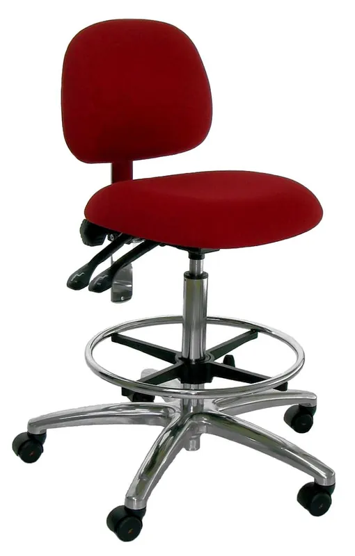 Industrial Seating A60-FC Bench Height ESD Chair with Polished Aluminum Base, Conductive Fabric