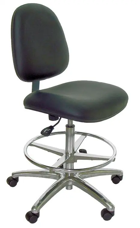 Industrial Seating Series 10 Bench Height ESD Chair with Polished Aluminum Base, Dissipative Vinyl