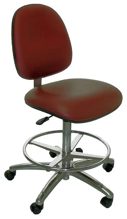 Industrial Seating Series 20M Bench Height ESD Chair with Medium Waterfall Seat & Polished Aluminum Base, Dissipative Vinyl