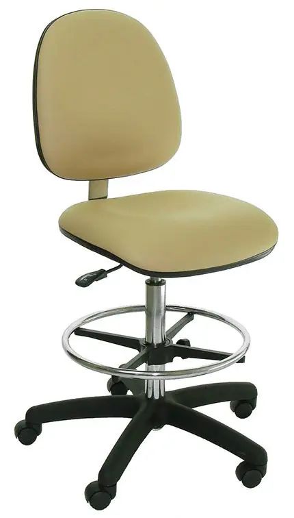 Industrial Seating Series 20S Bench Height ESD Chair with Small Waterfall Seat & Polished Aluminum Base, Dissipative Vinyl