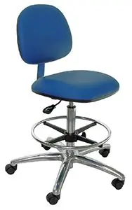 Industrial Seating A45-VCON Bench Height ESD Chair with Polished Aluminum Base, Dissipative Vinyl