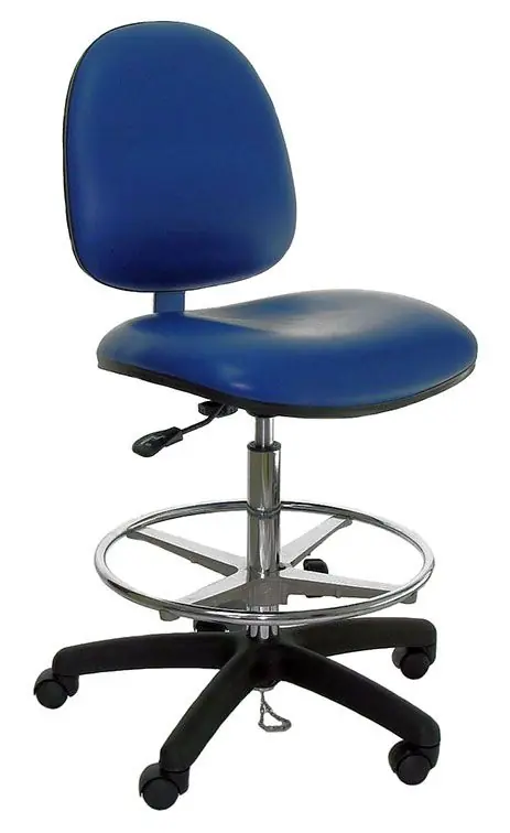 Industrial Seating Series 10 Bench Height Cleanroom ESD Chair with Black Nylon Base, Dissipative Vinyl