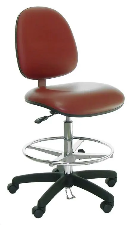 Industrial Seating Series 20M Bench Height Cleanroom ESD Chair with Medium Waterfall Seat & Black Nylon Base, Dissipative Vinyl