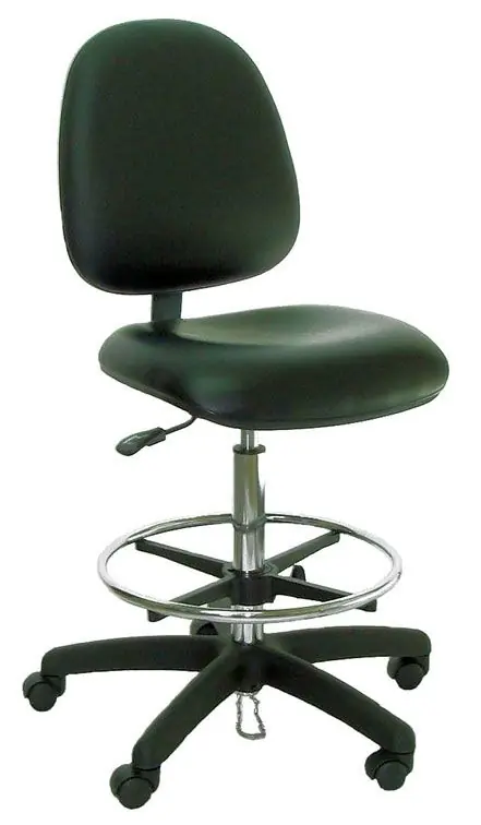 Industrial Seating Series 20S Bench Height Cleanroom ESD Chair with Small Waterfall Seat & Black Nylon Base, Dissipative Vinyl