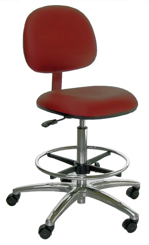 Industrial Seating A45-VCC Bench Height Cleanroom ESD Chair with Polished Aluminum Base, Dissipative Vinyl