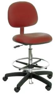 Industrial Seating P45-VCC Bench Height Cleanroom ESD Chair with Black Nylon Base, Dissipative Vinyl