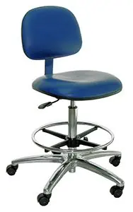 Industrial Seating A60-VCC Bench Height Cleanroom ESD Chair with Polished Aluminum Base, Dissipative Vinyl