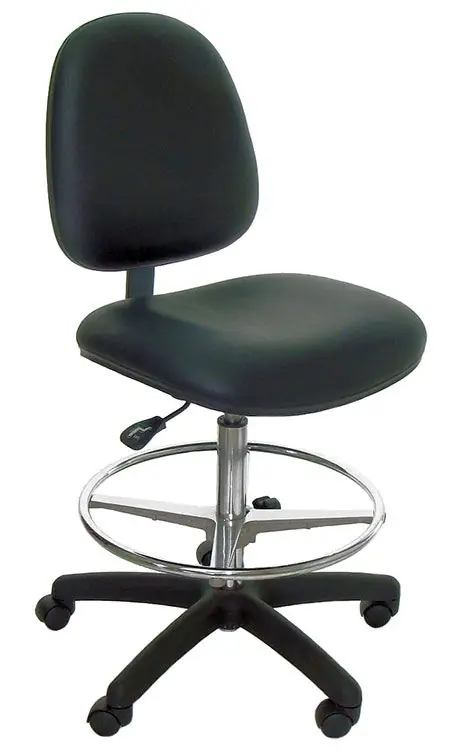 Industrial Seating Series 10 Bench Height Cleanroom Chair with Black Nylon Base, Vinyl