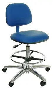 Industrial Seating A60-VCR Bench Height Cleanroom Chair with Polished Aluminum Base, Vinyl