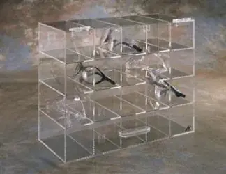 CleanPro® AK-235 Acrylic Safety Glasses Holder with 20 Slots, Clear, 6.5" x 15" x 12"
