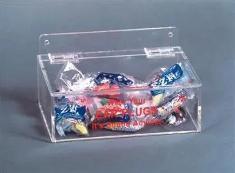 CleanPro® AK-308 Acrylic Ear Plug Holder with Lid, Clear, 6.75" x 9" x 3.5"