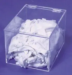 CleanPro® AK-788 Acrylic Glove Liner Dispenser with 4" Round Hole & Lid, Clear, 12" x 9" x 8"