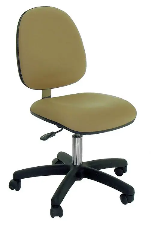 Industrial Seating Series 20S Desk Height Cleanroom Chair with Small Waterfall Seat & Black Nylon Base, Vinyl