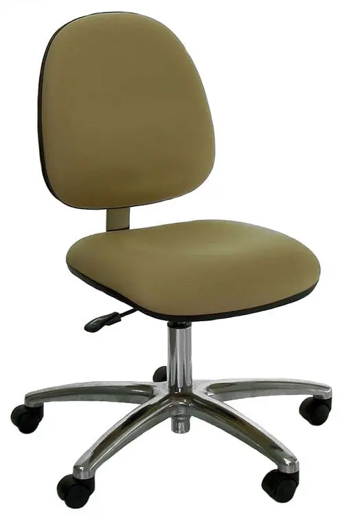 Industrial Seating Series 20S Desk Height Cleanroom Chair with Small Waterfall Seat & Polished Aluminum Base, Vinyl