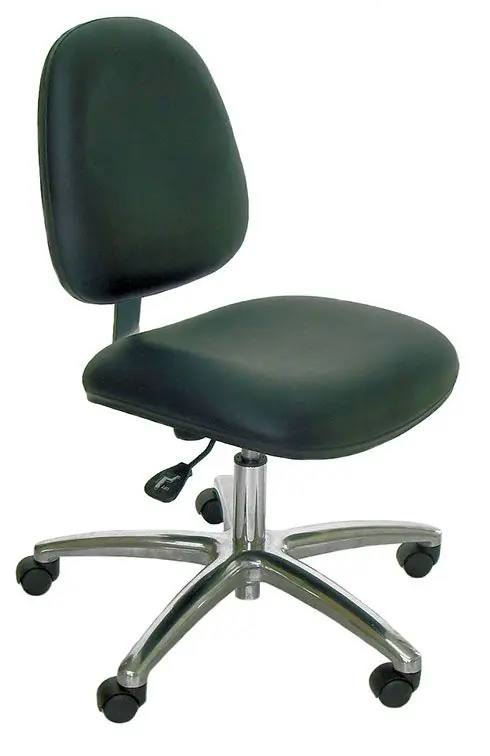 Industrial Seating Series 10 Desk Height Cleanroom Chair with Polished Aluminum Base, Vinyl