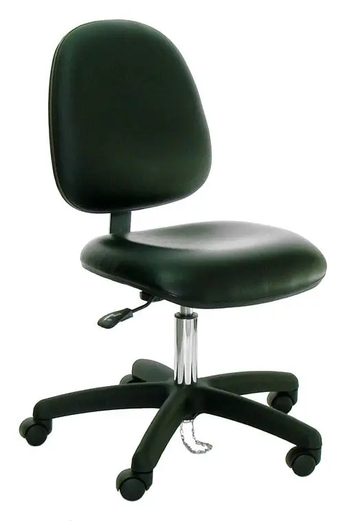 Industrial Seating Series 20S Desk Height Cleanroom ESD Chair with Small Waterfall Seat & Black Nylon Base, Dissipative Vinyl