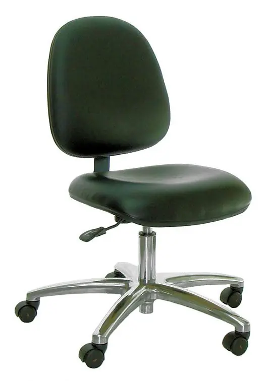 Industrial Seating Series 20S Desk Height Cleanroom ESD Chair with Small Waterfall Seat & Polished Aluminum Base, Dissipative Vinyl