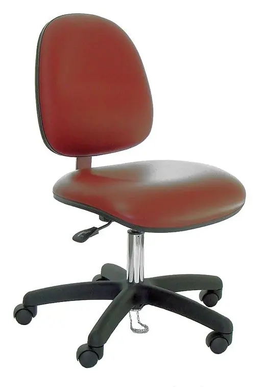 Industrial Seating Series 20M Desk Height Cleanroom ESD Chair with Medium Waterfall Seat & Black Nylon Base, Dissipative Vinyl