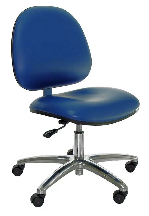 Industrial Seating Series 10 Desk Height Cleanroom ESD Chair with Polished Aluminum Base, Dissipative Vinyl