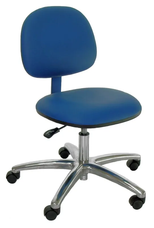Industrial Seating A47-VCON Desk Height ESD Chair with Polished Aluminum Base, Dissipative Vinyl
