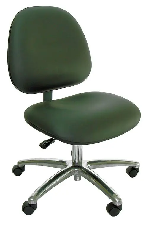 Industrial Seating Series 20W Desk Height ESD Chair with Wide Waterfall Seat & Polished Aluminum Base, Dissipative Vinyl