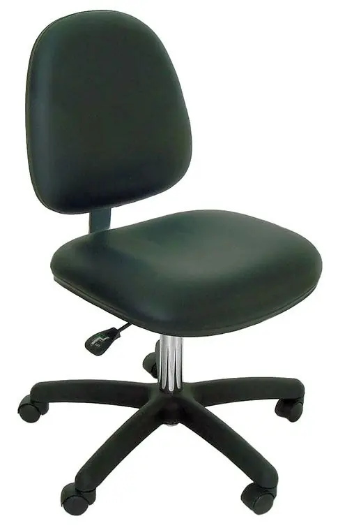 Industrial Seating Series 20S Desk Height ESD Chair with Small Waterfall Seat & Black Nylon Base, Dissipative Vinyl