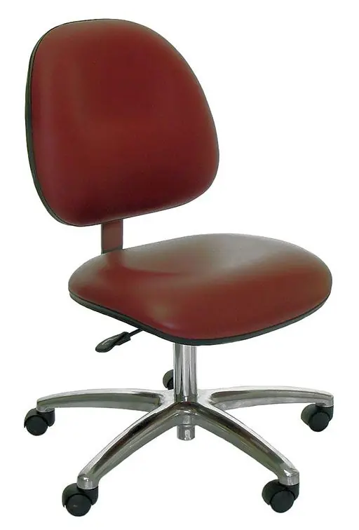 Industrial Seating Series 20M Desk Height ESD Chair with Medium Waterfall Seat & Polished Aluminum Base, Dissipative Vinyl