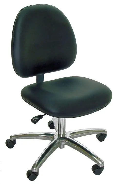 Industrial Seating Series 10 Desk Height ESD Chair with Polished Aluminum Base, Dissipative Vinyl