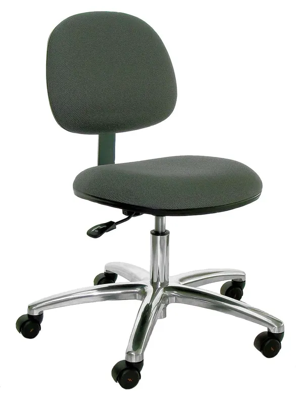 Industrial Seating A47-FC Desk Height ESD Chair with Polished Aluminum Base, Conductive Fabric