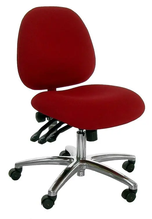 Industrial Seating Series 20W Desk Height ESD Chair with Wide Waterfall Seat & Polished Aluminum Base, Conductive Fabric