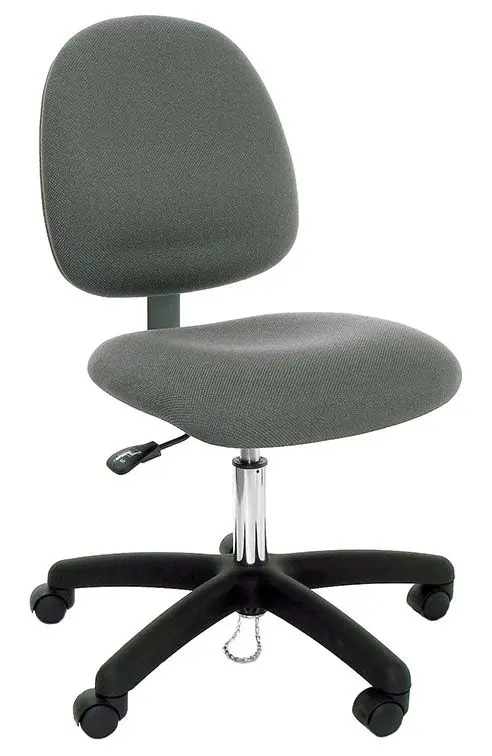 Industrial Seating Series 20S Desk Height ESD Chair with Small Waterfall Seat & Black Nylon Base, Conductive Fabric
