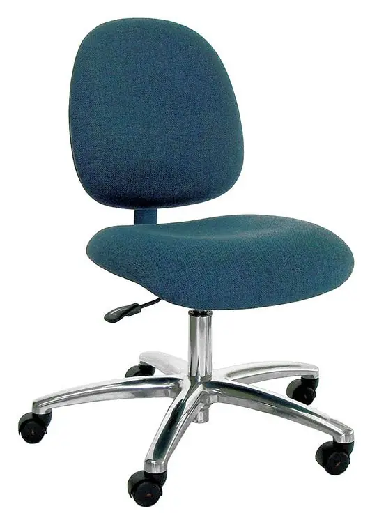 Industrial Seating Series 20M Desk Height ESD Chair with Medium Waterfall Seat & Polished Aluminum Base, Conductive Fabric