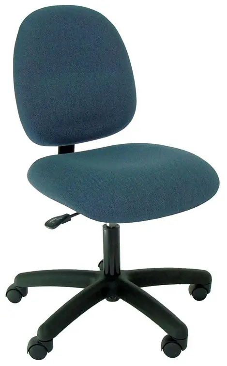 Industrial Seating Series 20M Desk Height Chair with Medium Waterfall Seat & Black Nylon Base, Fabric