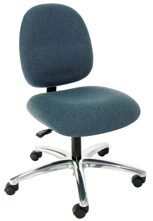 Industrial Seating Series 20M Desk Height Chair with Medium Waterfall Seat & Polished Aluminum Base, Fabric