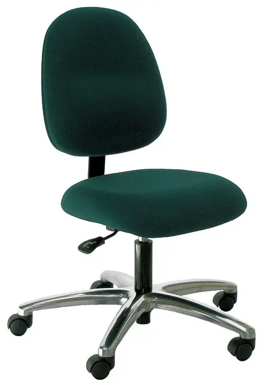 Industrial Seating Series 20S Desk Height Chair with Small Waterfall Seat & Polished Aluminum Base, Fabric