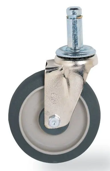 Metro 5MDRXA Resilient Rigid Standard Stem Caster with Donut Bumper, No Brake, 5"
