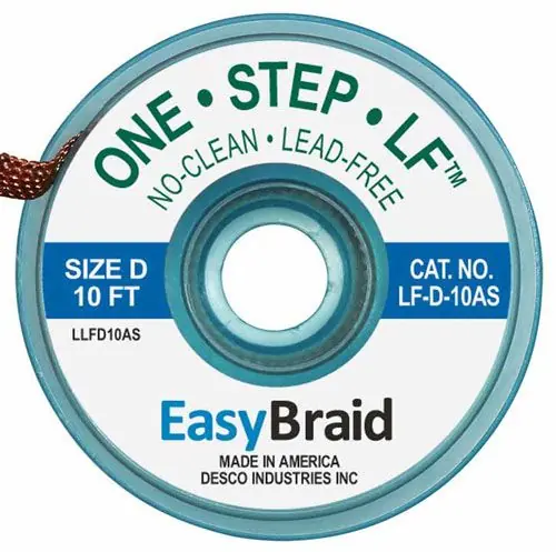 Easy Braid LF-D-10AS 4 No-Clean Lead-Free Anti-Static Desoldering Braid, Blue, 0.100" dia. x 10‘ Spool