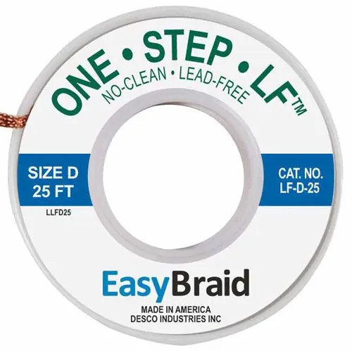 Easy Braid LF-D-25 4 No-Clean Lead-Free Desoldering Braid, Blue, 0.100" dia. x 25‘ Spool