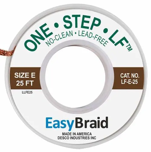 Easy Braid LF-E-25 5 No-Clean Lead-Free Desoldering Braid, Brown, 0.125" dia. x 25‘ Spool